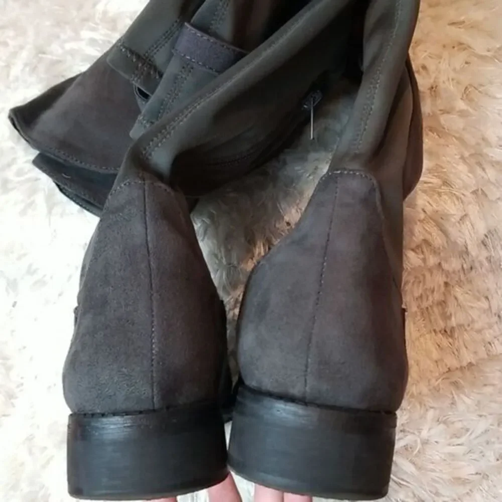Rebel by‎ Zigi Women's Round Toe Knee High Fashion Dark Grey Size 8.5